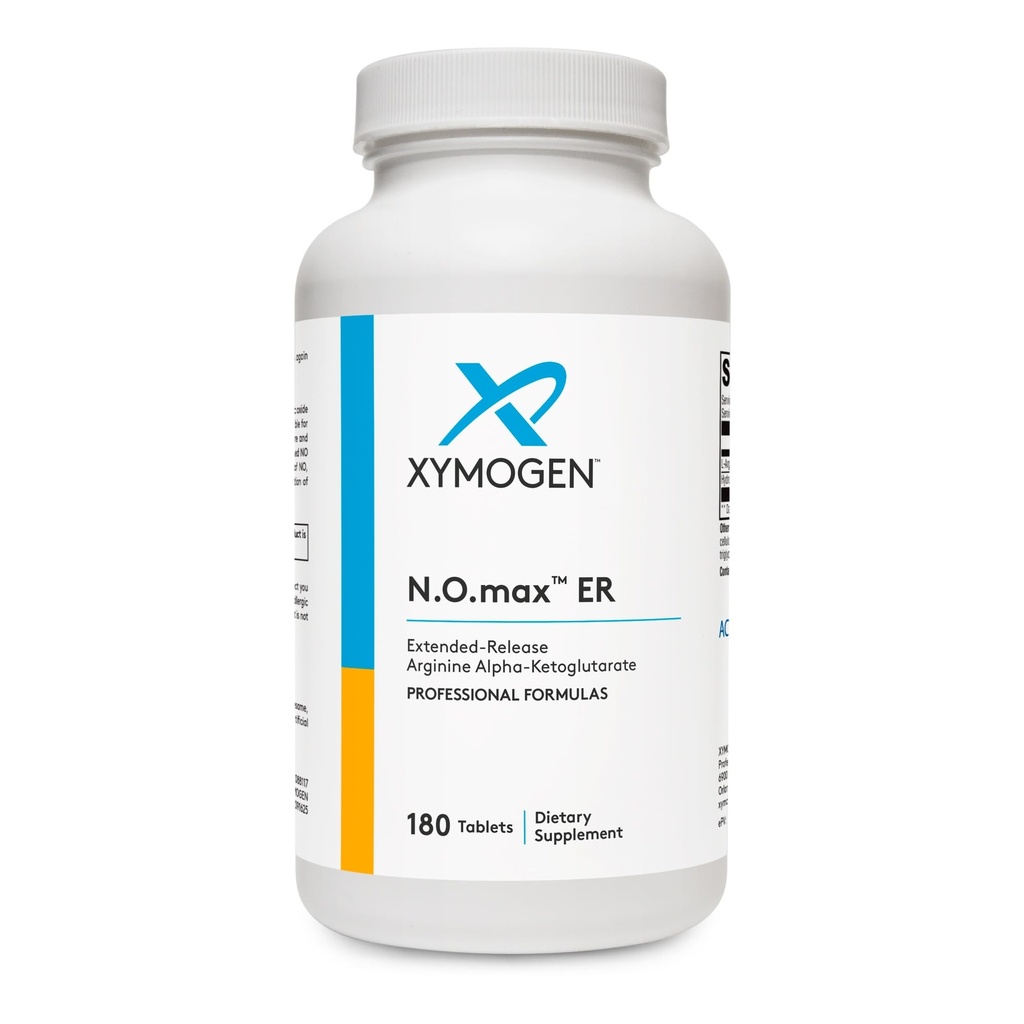 XYMOGEN N.O.max ER - Oxido métrico de liberación extendida Arginina Alpha-Ketoglutarate para soportar la salud cardiovascular - Optimiza la función muscular + Adaptación al ejercicio (180 caplets)