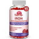 Gotas de hierro: Nueva Fórmula 20 mg Hierro por Serving Plus Vitamina C, Zinc, Complejo B. Gummies de hierro para mujeres y hombres. Suplemento de anemia para fatiga, embarazo prenatal- Vegan, Kosher- 90 Ct