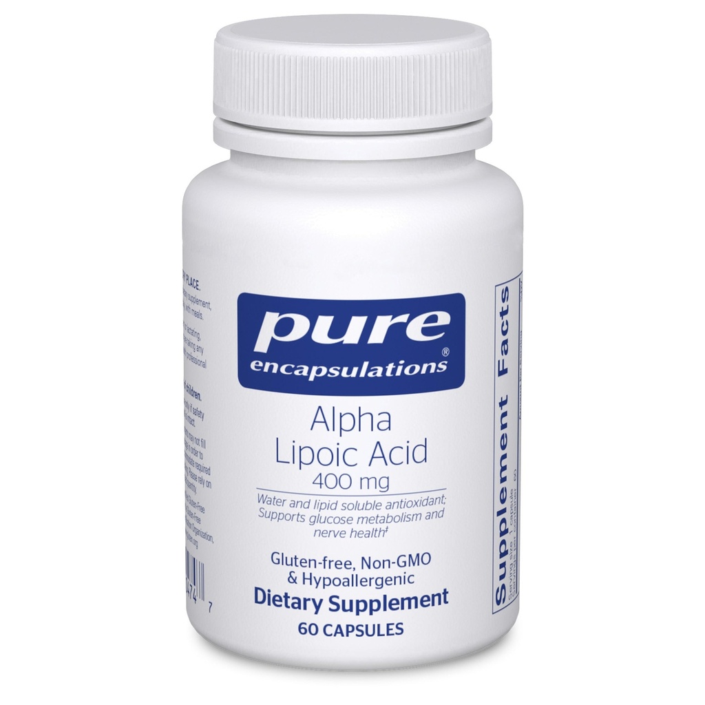Pure Encapsulations Alpha Lipoic Acid 400 mg ← ALA Supplement for Liver Support, Antioxidants, Nerve and Cardiovascular Health, Free Radicals, and Carbohydrate Support* Ø 60 Capsules