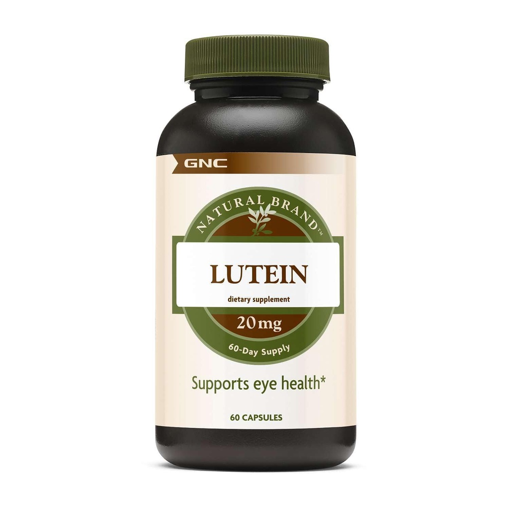 GNC Natural Brand Lutein 20mg, soporta salud ocular, 60 cápsulas