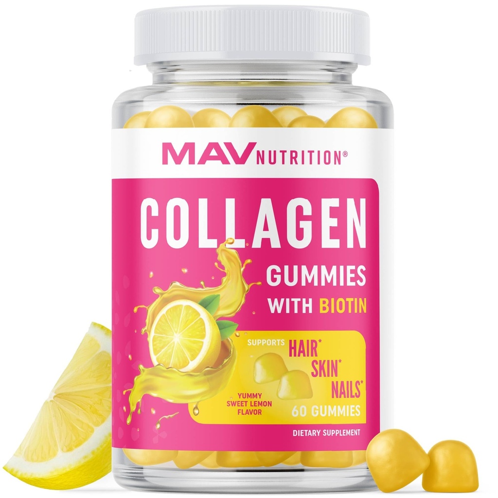 Collagen Gummies for Women tención 200mg Collagen hidrolizado + 2500mcg Biotina, Con Vitamina C, E & Zinc ANTE Anti envejecimiento, Crecimiento del cabello, Esquía, uñas fuertes ← Non-GMO Gummy Suplementos de vitamina latitud 60 Con