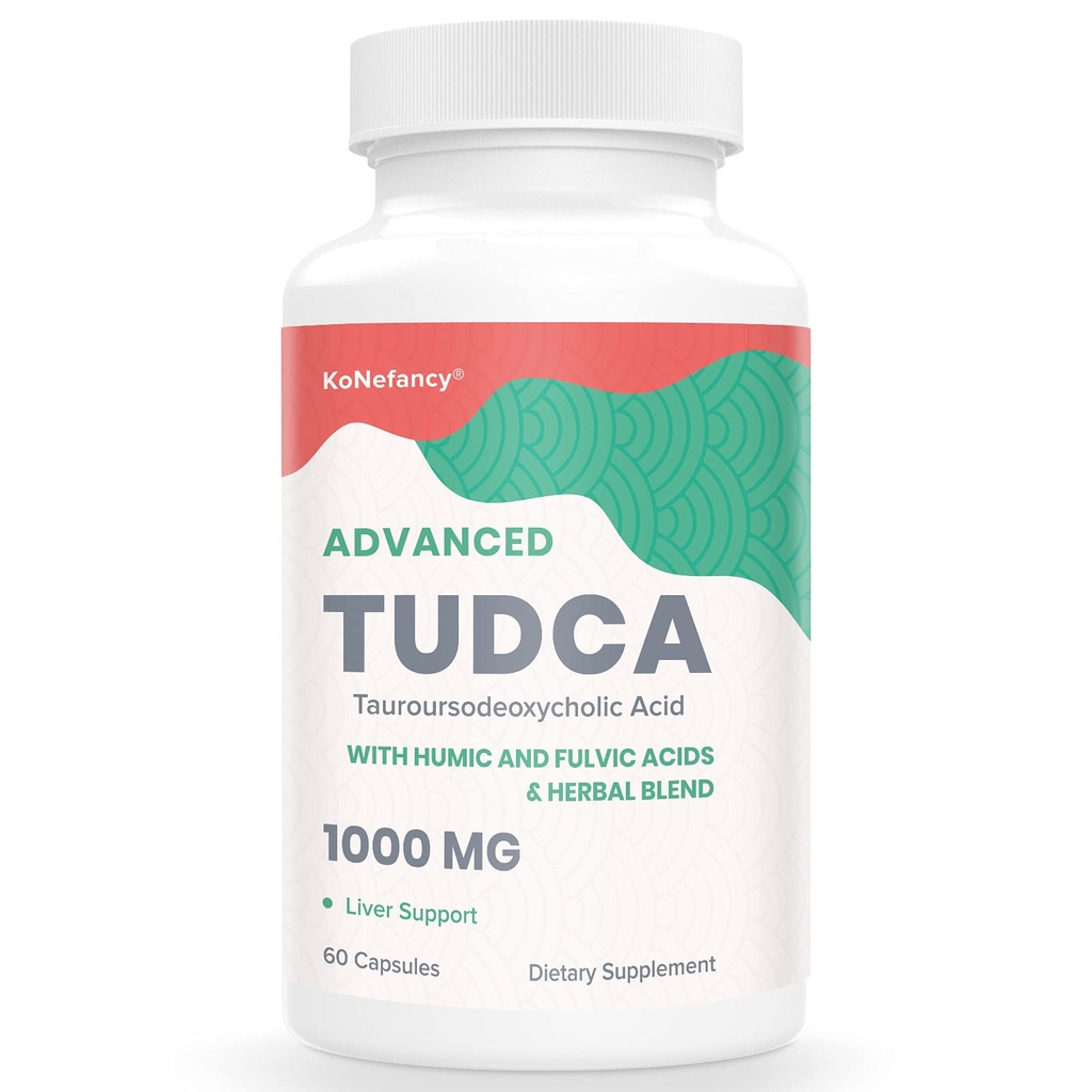 KoNefancy TUDCA Liver Suplementos 1000 mg-Bile Salts for Liver Detox-Milk Thistle Herbal Blend with Fulvic and Humic Acid for Liver,Digestive Health,60 Vegan Capsules