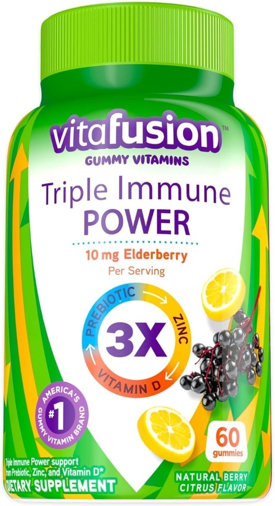 Triple Immune Power Gummy Vitaminas Compatibles con Vitafusion, 60ct-L8