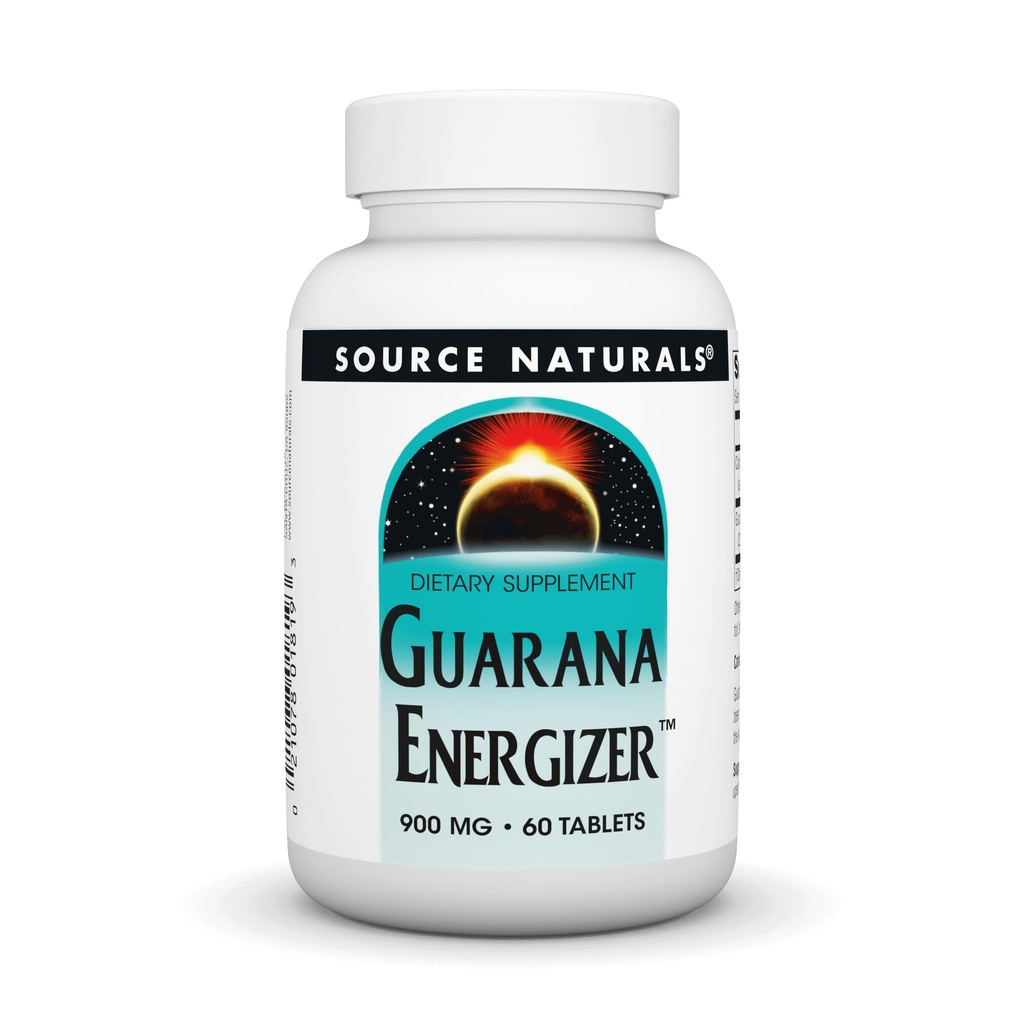 Fuente Naturales Guarana Energizer, Suplemento dietético - Apoyo a un Boost de energía duradera* 900 mg - 60 Tablets