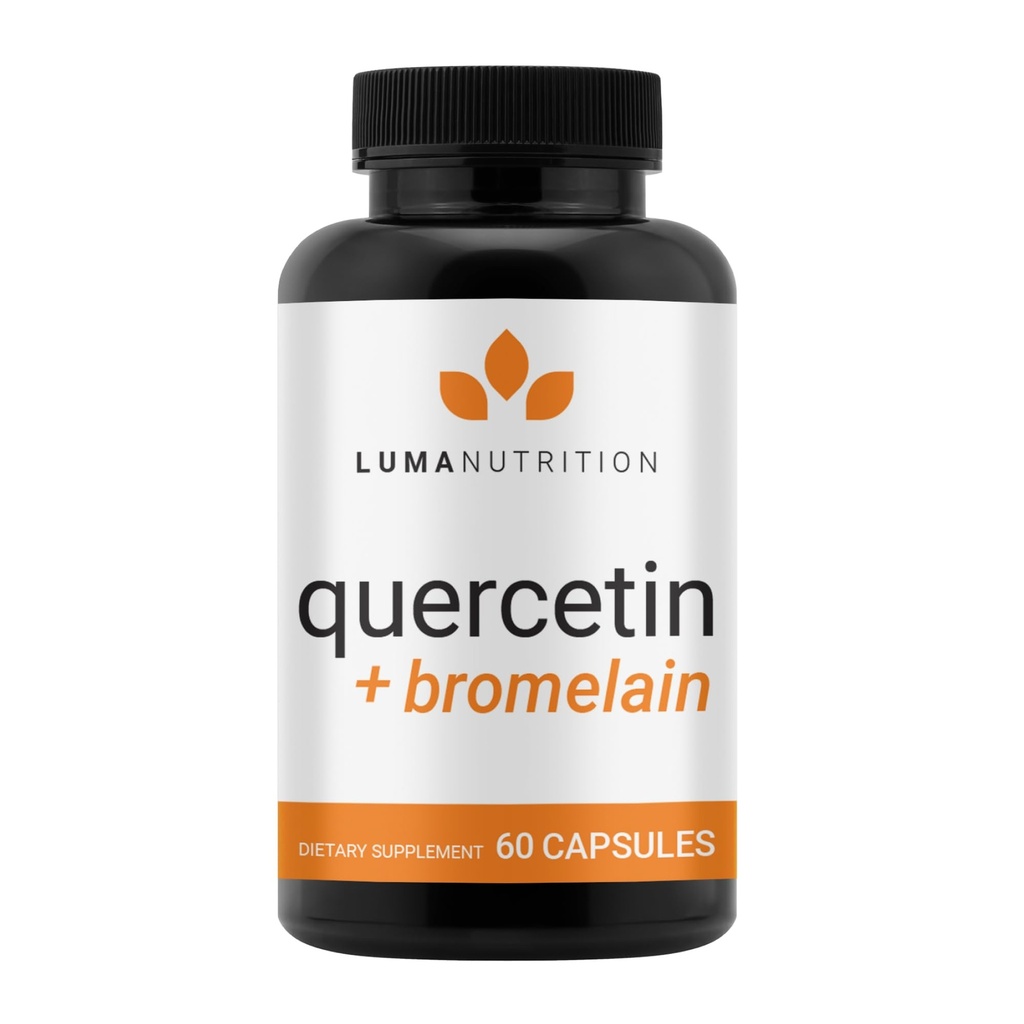 Luma Nutrition Quercetin 500mg - Quercetin with Bromelain Supplement - Antioxidant - Immune Support - Vegan &amp; Gluten-Free - 60 cápsulas