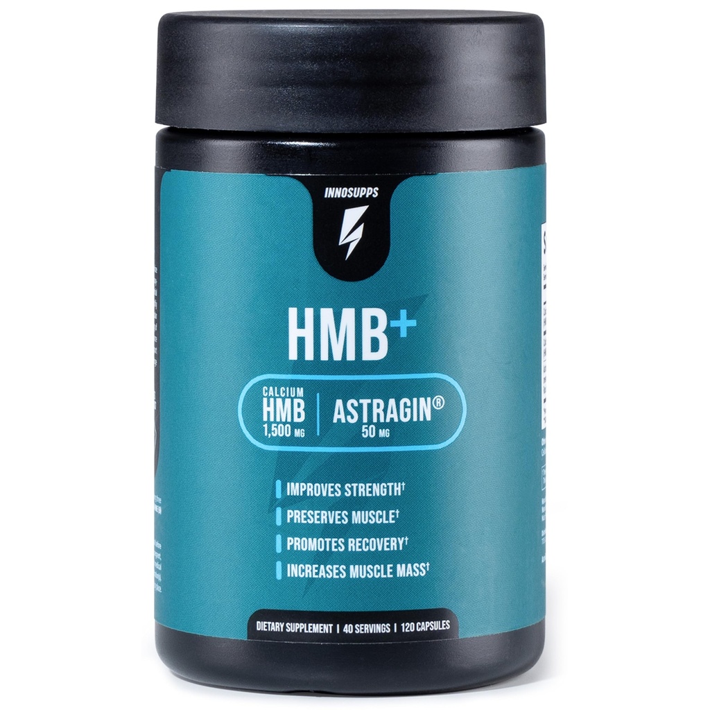 InnoSupps HMB+ ← 1500mg HMB (Beta-Hydroxy Methylbutyrate) & 50mg Astragin ¦ Enhanced Absorption, Preserves Muscle, Promotes Recovery, Increase Lean Muscle Mass ← Gluten Free - 120 Veggie Capsules