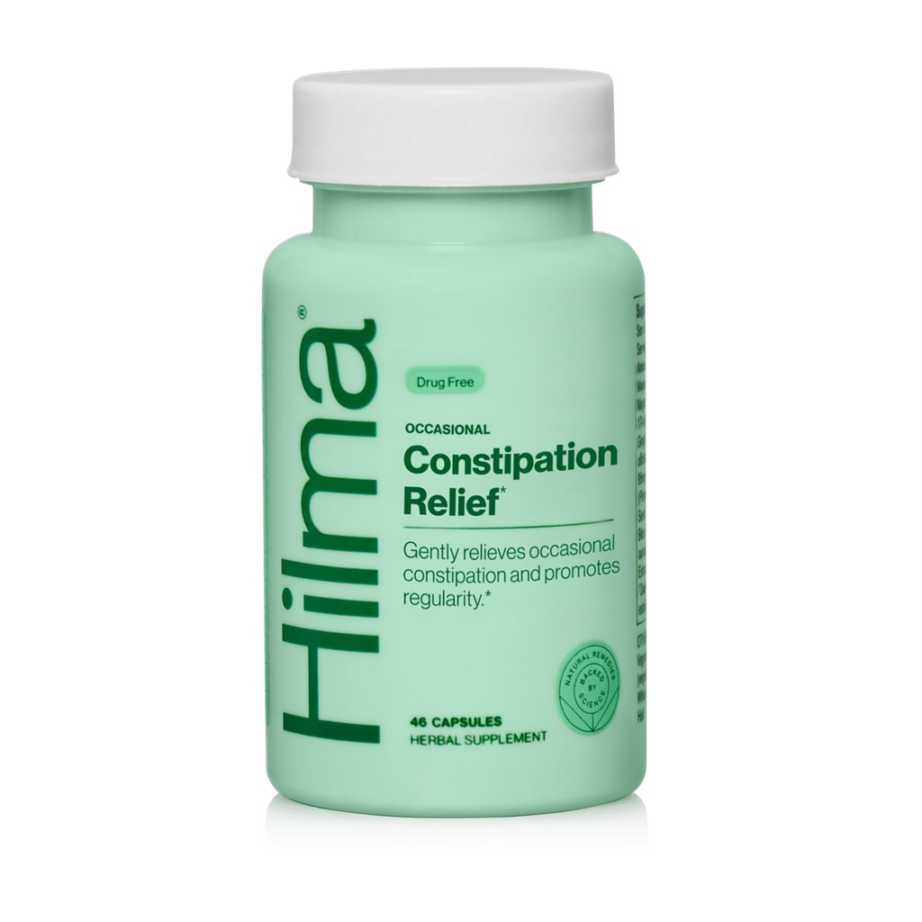 Hilma Gentle Bowel, Ocasional Constipation Relief with Magnesium Citrate, Natural and Gentle Laxatives for Constipation w/Magnesium Citrate, Ginger, Anise and Bitter Orange, 46 Vegan Capsules
