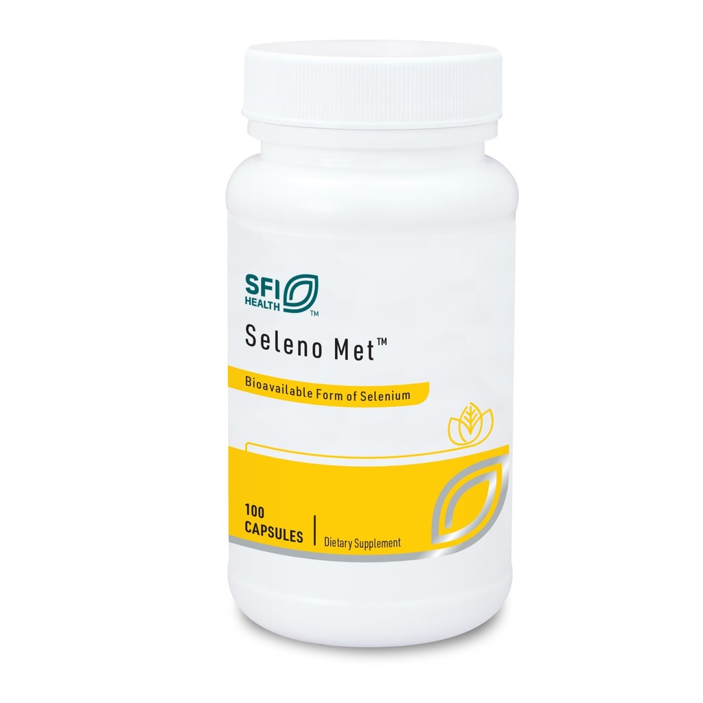 Klaire Labs SFI Health Seleno Met - 200 Milligrams Selenium as Hypoallergenic Selenomethionine, Bioavailable Antioxidant Support with No Yeast, Dairy &amp; Gluten-Free (100 cápsulas)
