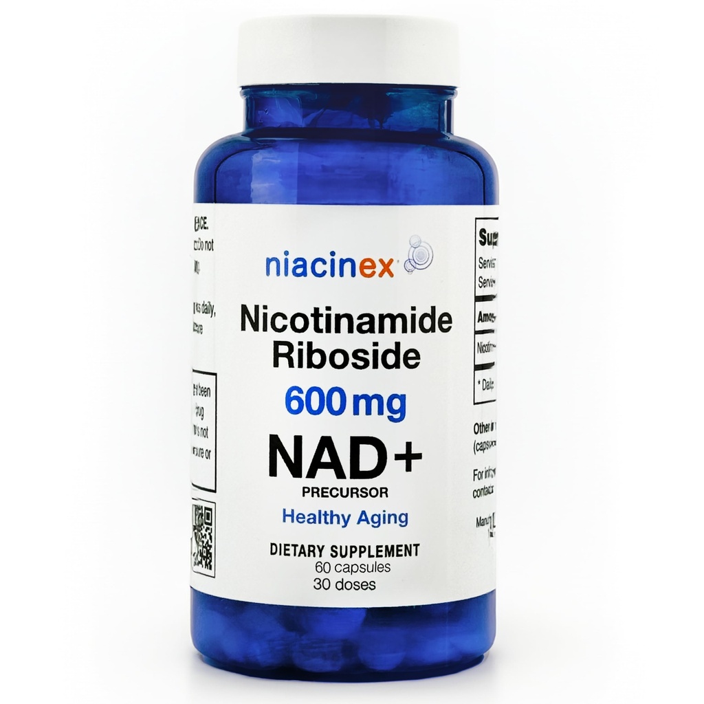 NAD+ Suplemento - 600mg Pure Nicotinamide Riboside (NR) - Envejecimiento saludable, Claridad mental &amp; energía Booster - Suplementos de regeneración celular para mujeres y hombres - 60 NAD Plus cápsulas - Hecho en EE.UU.