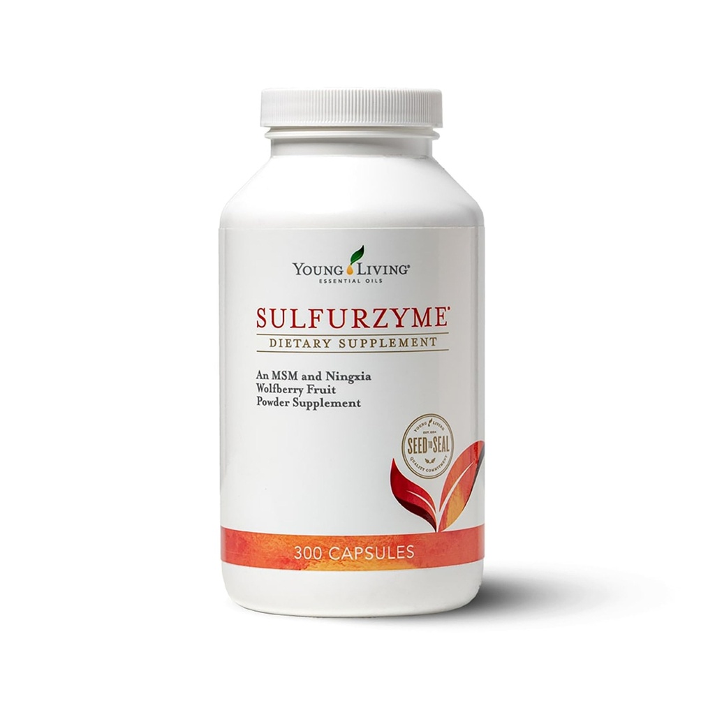 Young Living Sulfurzyme, 300 cápsulas, apoya la salud conjunta, promueve la piel sana y el cabello, ayuda en general bienestar con MSM y Wolfberry Powder Blend