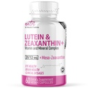 Fusiones de la naturaleza Nutri Lutein 20mg Complejo de vitaminas del ojo - Triple Carotenoide Fórmula - Lutein y Zeaxanthin - Contiene zinc, vitaminas A,C,D3,E, Folate - 60 cápsulas - Suplementos de salud del ojo
