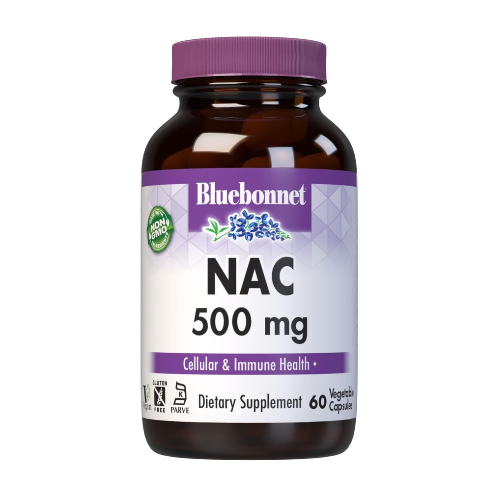 Bluebonnet NAC 500 mg cápsulas de vitamina, 60 cuenta