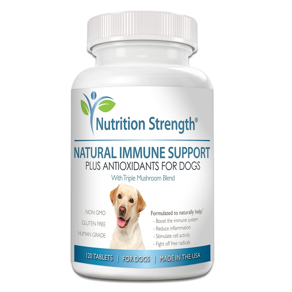 Soporte inmunitario para perros más antioxidante, Reishi, Shiitake, Maitake, Turquía Tail Mushrooms for Dogs, con Coenzyme Q10, Selenium, Vitamina A, 120 Chewable Tablets