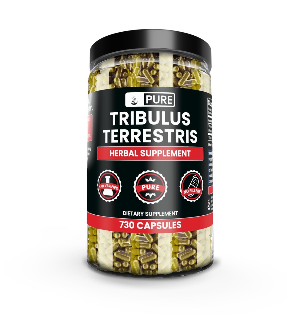 Ingredientes originales puros Tribulus Terrestris, No Magnesium Or Rice Fillers, Siempre Puro, Lab Verified (730 cápsulas)