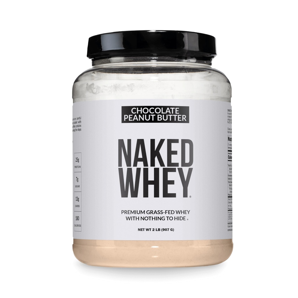 NAKED Whey Chocolate Peanut Butter Protein Powder, Grass Fed Whey, No GMO, No Soy y Gluten Gratis. Nada Artificial, Aid Growth and Recovery - 21 Servings