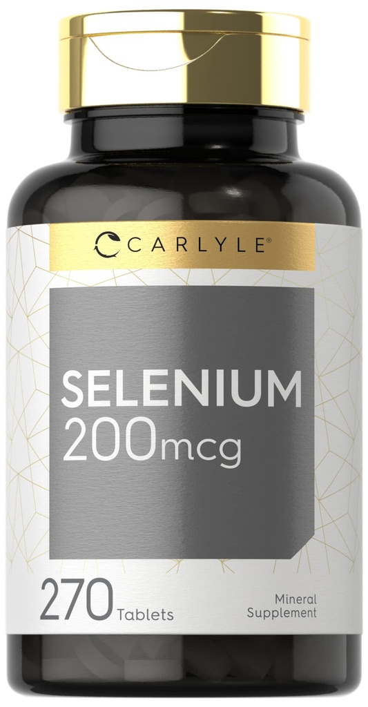 Carlyle Selenium Suplemento Silencio 200 mcg Silencio 270 Tablets ← Vegetariano, No GMO, y Fórmula Libre Gluten