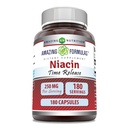 Amazing Formulas Niacin(Vitamin B3) 250 mg 180 Capsules Suplemento Silencio No OGM Silencio Gluten Gratis Silencio Made in USA