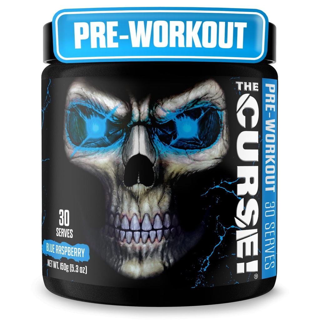 ¡JNX lanza la maldición! Pre Workout Powder for Men &amp; Women, Caffeine, Beta-Alanine, Creatine, L-Citrulline, 30 Servings, Blue Raspberry Flavor – Boost Energy, Strength & Focus