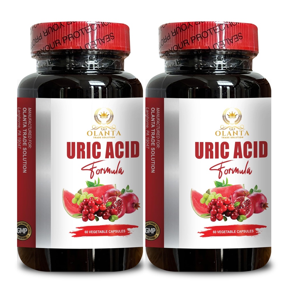 URIC Acid - Suplemento Orgánica Uric Acid con Extracto de Cereza Tart, semillas celery, Uric Acid Support Suplemento Milk Thistle y Bromelain - 2 botellas 120 cápsulas