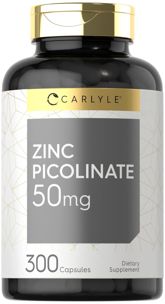 Carlyle Zinc Picolinate 50mg  300 Capsules ← Non-GMO and Gluten Free Supplement