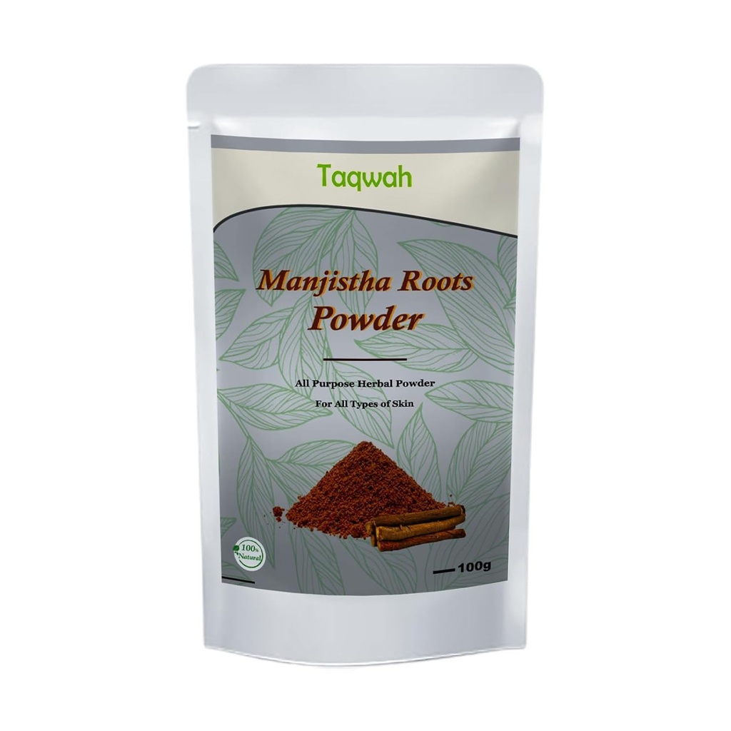 Manjistha Powder- Rubia Cordifolia for Face, Hair, " Skin Care " Cleanes " , Glowing Skin Tone voca Use as Face Mask, Exfoliating Scrub (100g)