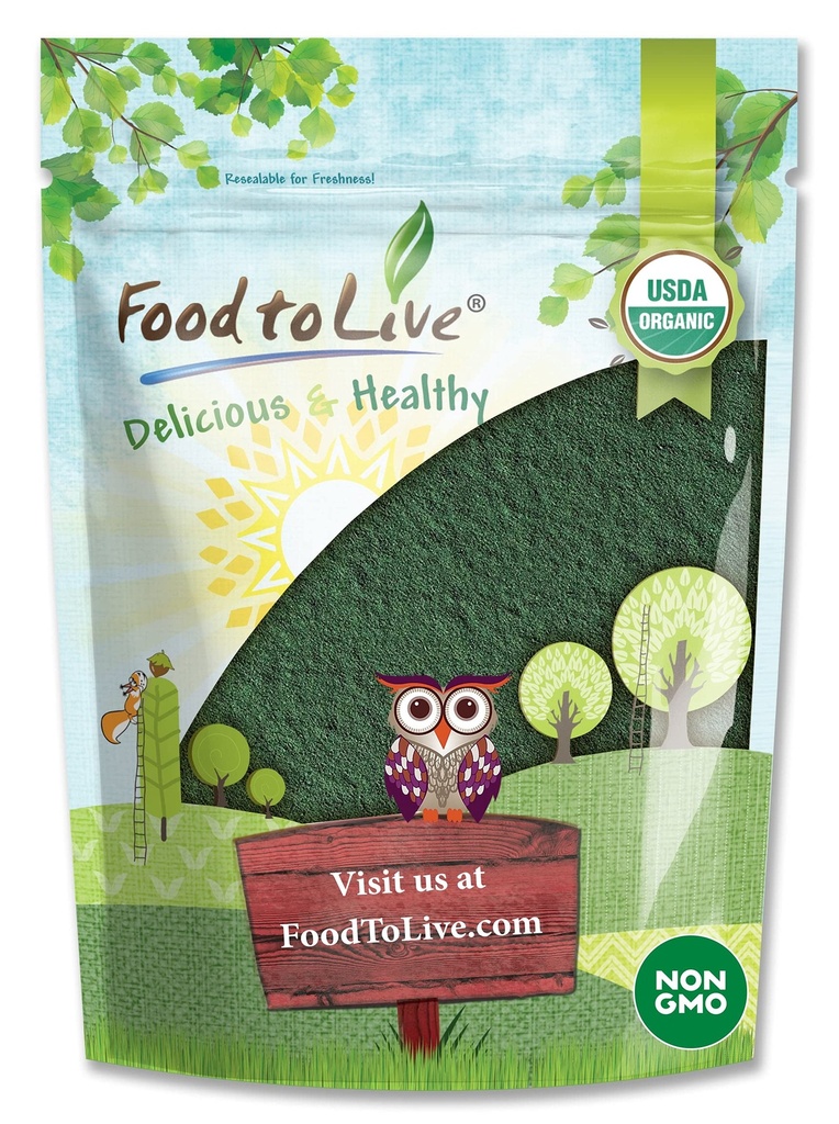 Alimentos para Vivimos Polvo de Clorella Orgánica, 2 Libras - No GMO, Kosher, Algas Verdes Raw, Superalimentos Veganos, Bulk, Proteína Verde Pura Vegan, Rica en Vitaminas y Minerales, Grande para Bebidas, Muro de Célula Rota
