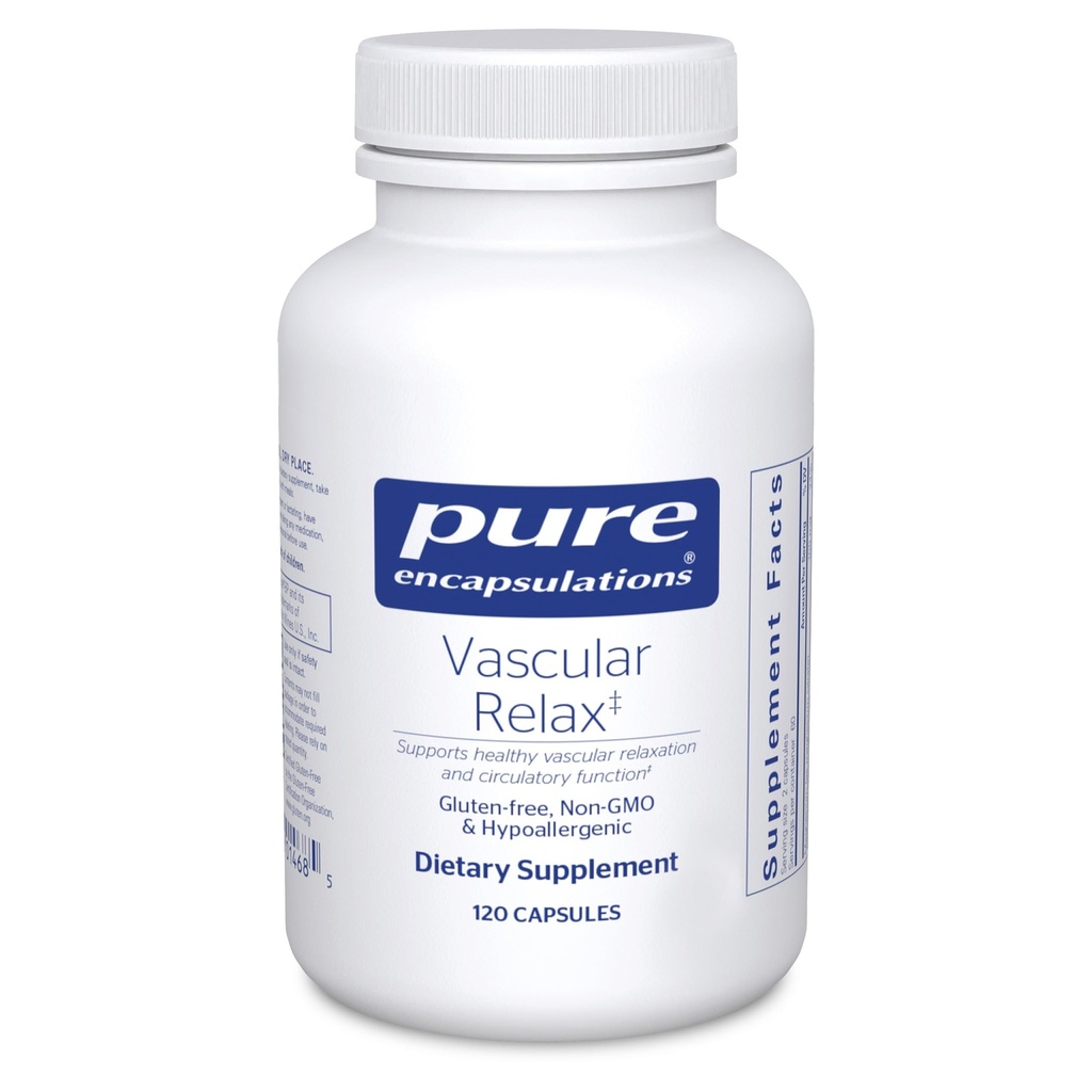 Encapsulaciones puras Relajación Vascular ← Combinación Hipoallergénica para la Relajación Vascular Sanitaria y Salud Circulatoria Global tención 120 Capsules