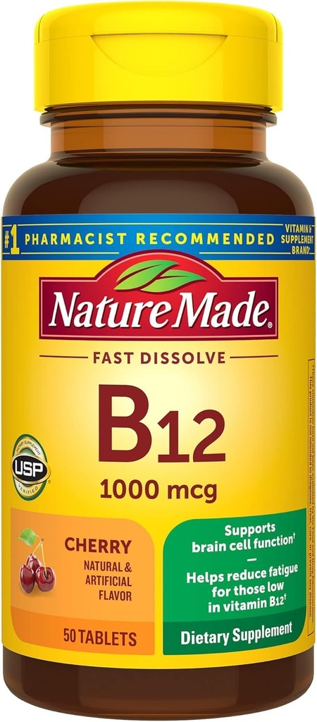 Nature Made Vitamina B-12 1000 MCG Sublingual, 50 Cuenta (Pack of 3)