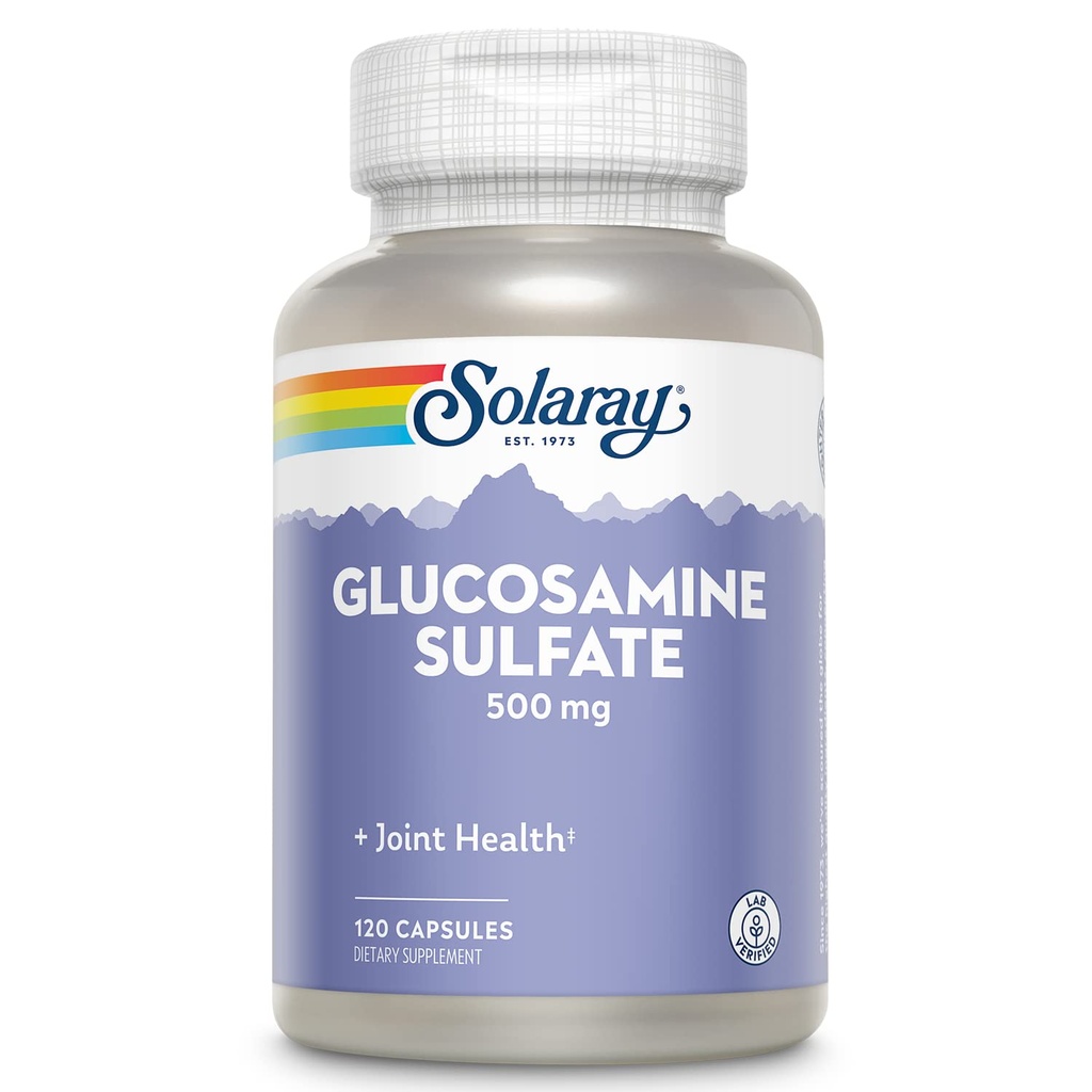 SOLARAY Glucosamine Sulfate 500 mg TENIDO Flexibilidad Conjunta Saludable & Resiliency Support (60 Serv, 120 CT)