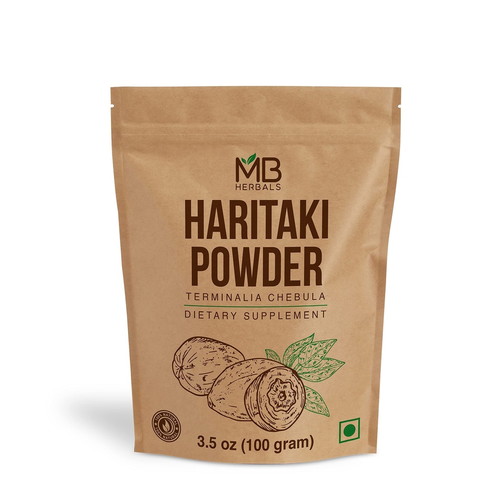 MB Herbals Haritaki Powder 3.5 oz / 100 Gram  durable Inknut Powder Silencio Terminalia chebula ← Harde ← Chebulic Myrobalan ← No Preservatives