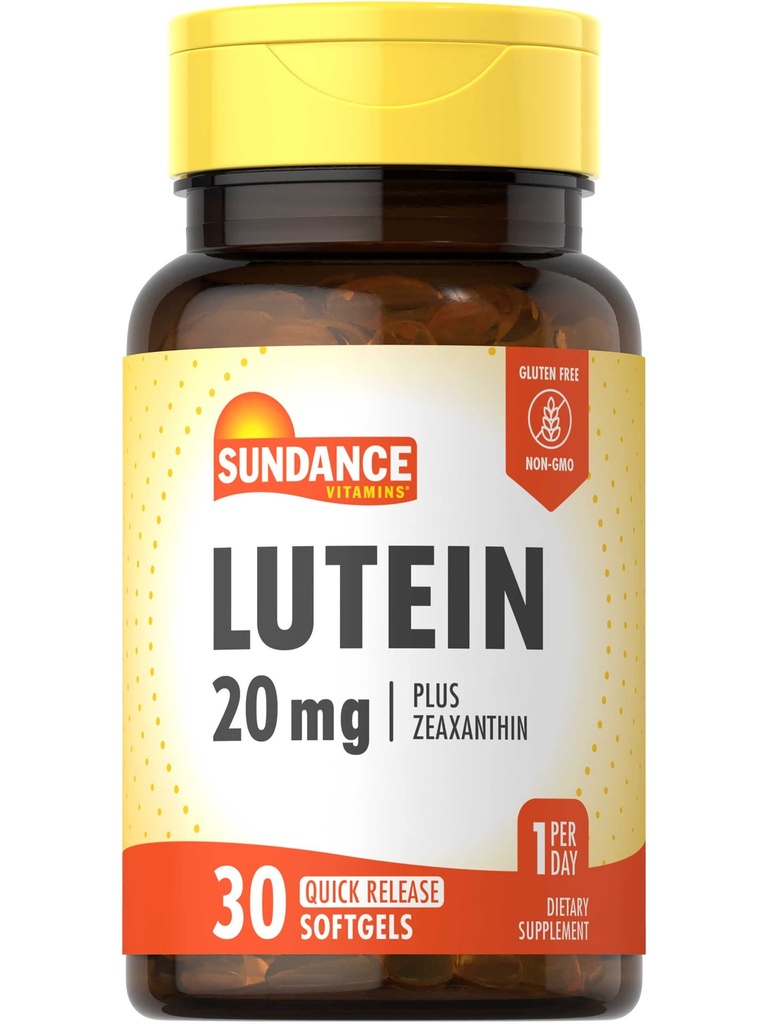 Sundance Lutein 20mg ← 30 Softgels Silencio con Zeaxanthin Silencio No GMO y Gluten Suplemento Libre
