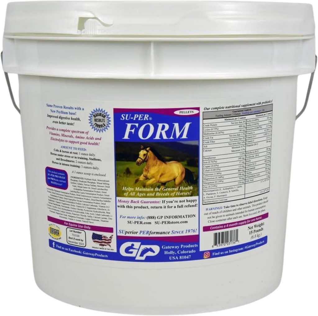 SU-PER Forma Hígado Vitaminas y Minerales Pellets - Suplemento Nutricional con Probióticos - Vitaminas, Minerales, Electrolitos Aminoácidos - Ayudas Mantener la Salud General - 15 libras, 4 Mes Fuente