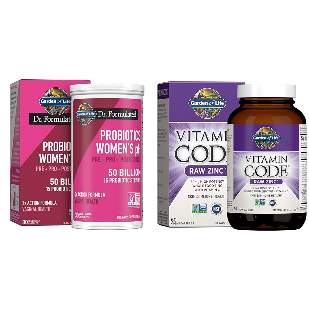 Jardín de la Vida Dr Formulado Una vez Prebióticos completos diarios, Probióticos " Postbióticos para la salud de las mujeres con zinc para el soporte de inmunológico, 30 días de suministro