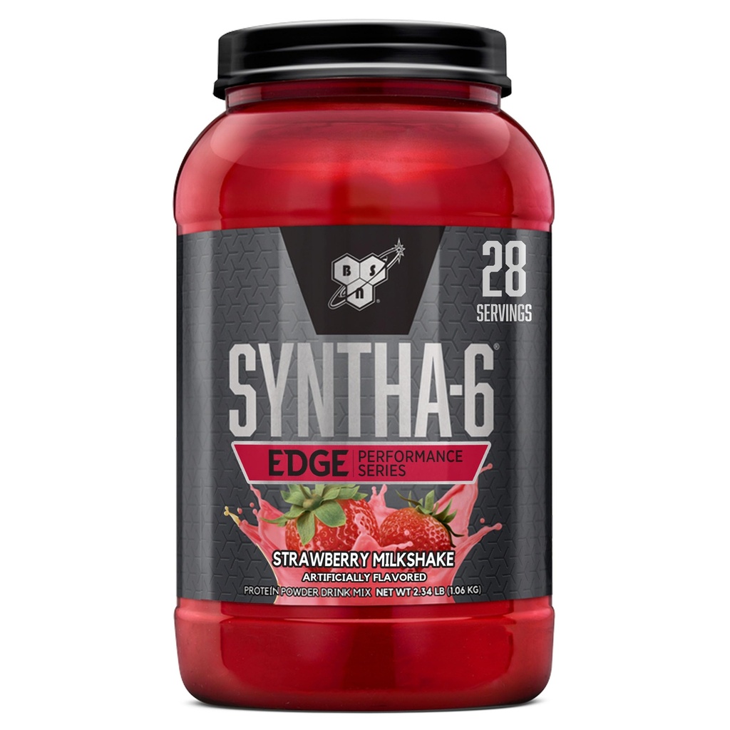 BSN SYNTHA-6 Polvo Proteína de borde, Polvo Proteína de fresa con Whey Hidrolyzed, Micellar Casein, Milk Protein Isolate, Bajo Azúcar, 24g Proteína, Milkshake de fresa, 28 Servimientos