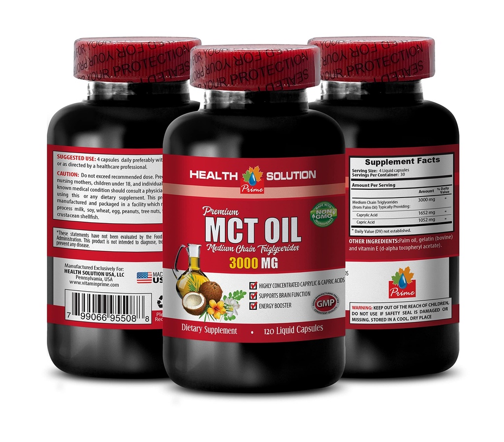 Immune System Booster - MCT Oil 3600MG, 100% Pure - Medium Chain triglycerides, mct Oil Supplement softgels, mct Oil Pills Organic, mct Oil Capsules, mct Oil Pills, mct Oil - 1 Botella (120 Softgels)
