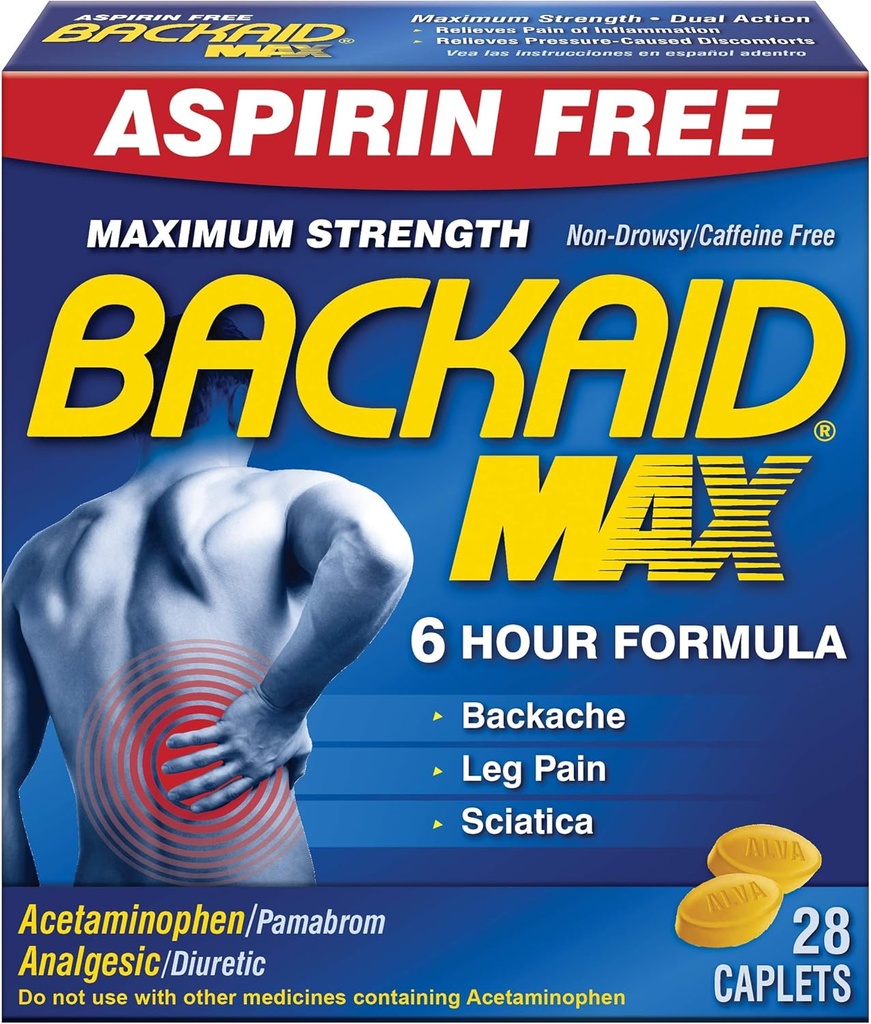 Max Relief Caplets Backaid, 28 Cuenta (Pack of 6)