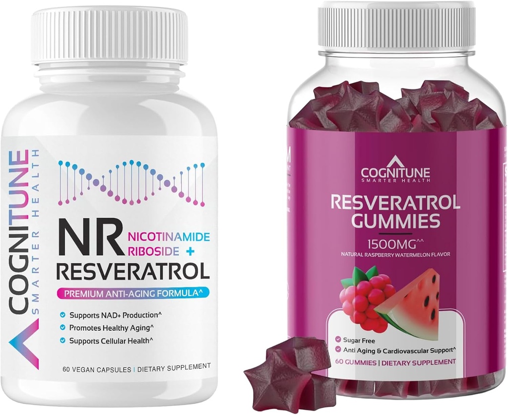 Saludable Aging Supplement Bundle - Nicotinamide Ribsoside Complex and Resveratrol Gummies - 5-in-1 Anti Aging Formula Plus Resveratrol Gummies