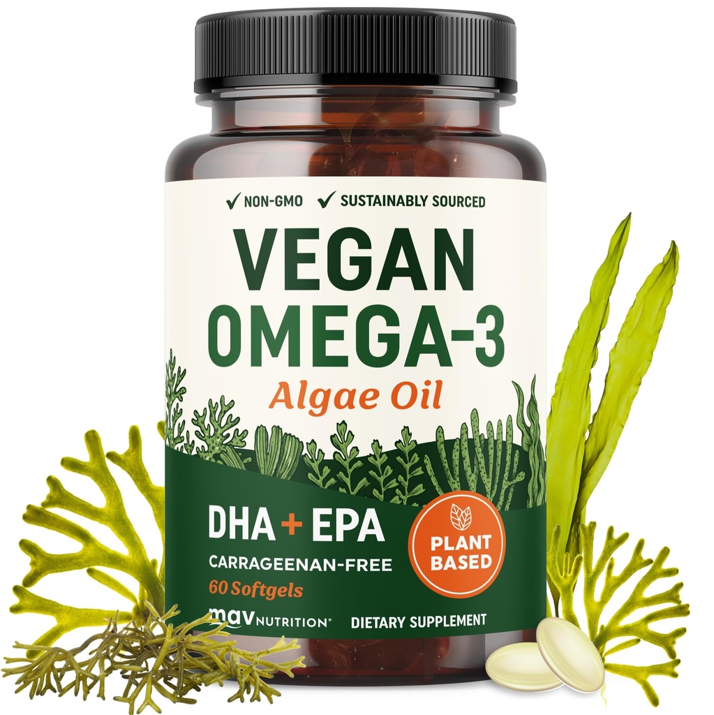 Vegan Omega 3 Algas Aceite TENIDO Planta Basada DHA EPA TENIDO Sustentably Sourced, No Carrageenan, Non GMO TENIDO Corazón, Cerebro y Ojo Salud ANTERIOR Fish Oil Alternative TEN Algae Omega 3 Suplemento TEN 60 Softgel Capsules