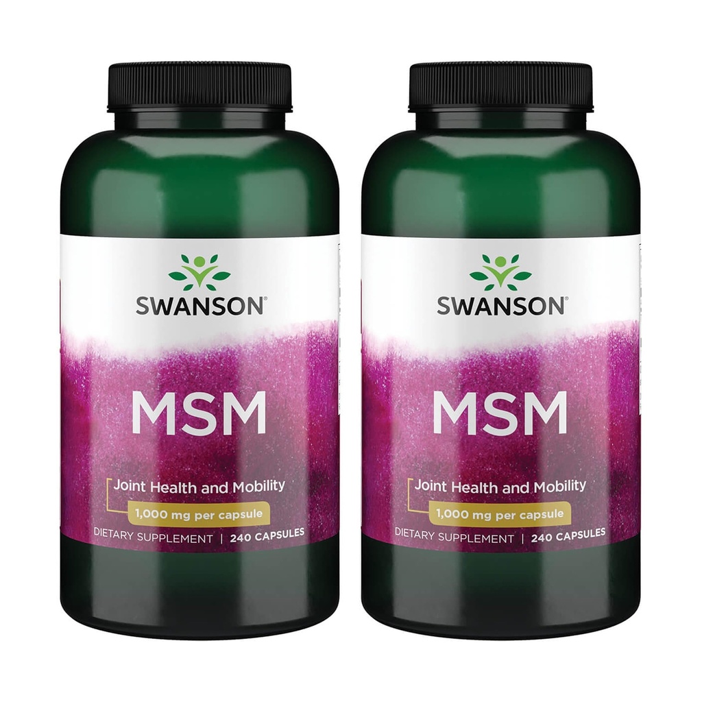 Swanson MSM - Minerales esenciales que promueven la movilidad - Ayuda a mantener la salud del tejido conectivo incluyendo cartílago, colágeno, " Pelo - (240 cápsulas, 1000 mg cada uno) 2 Pack