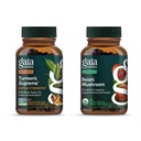 Gaia Herbs Turmeric Supreme Extra Strength - 60 Vegan Liquid Phyto-Capsules & Reishi Mushroom - Immune System &amp; Supports Heart Health - 40 Vegan Liquid Phyto-Capsules (2 Pack)