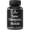 Saw Palmetto + Biotin Advanced 2-in-1 Combo for Hair Growth. Suplemento de cápsulas veganas con extracto de Palmetto de sierra natural + 10000mcg Biotina. Peluquería y píldoras de regrowth para hombres y mujeres. DHT Blocker