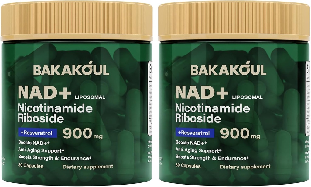 Suplemento NAD - Liposomal Nicotinamide Riboside, Resveratrol, Quercetin, NAD Nicotinamide Riboside Resveratrol 900mg, NAD+ Suplemento para hombres y mujeres, 80 cápsulas 2 Pack