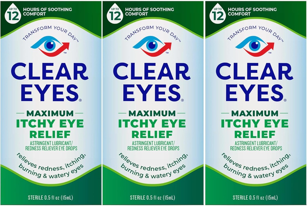 Ojos despejados Máximo Itchy Eye Relief Eye Drops, 0,5 Fl Oz (Pack of 3)