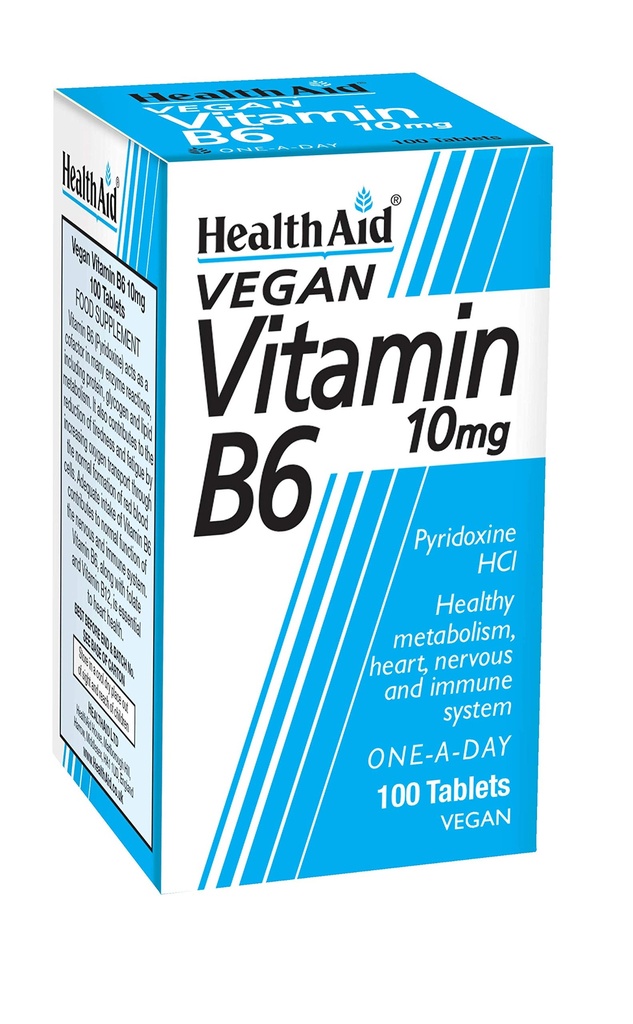 Ayuda a la salud Vitamina B6 (Pyridoxine HCl) 10 mg 100 Tablas
