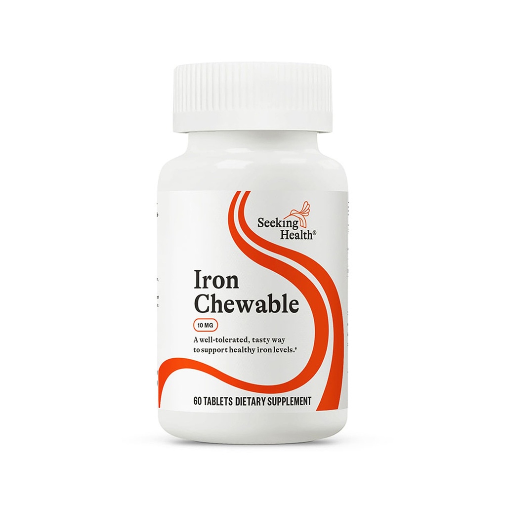 Buscando Salud Iron Chewable - Suplemento Mineral de Apoyo Metabolismo Saludable - Suplemento Ayudas Función muscular en Hombres &amp; Mujeres - Apoyo Energético Suplemento - 10 mg, 60 Tablas
