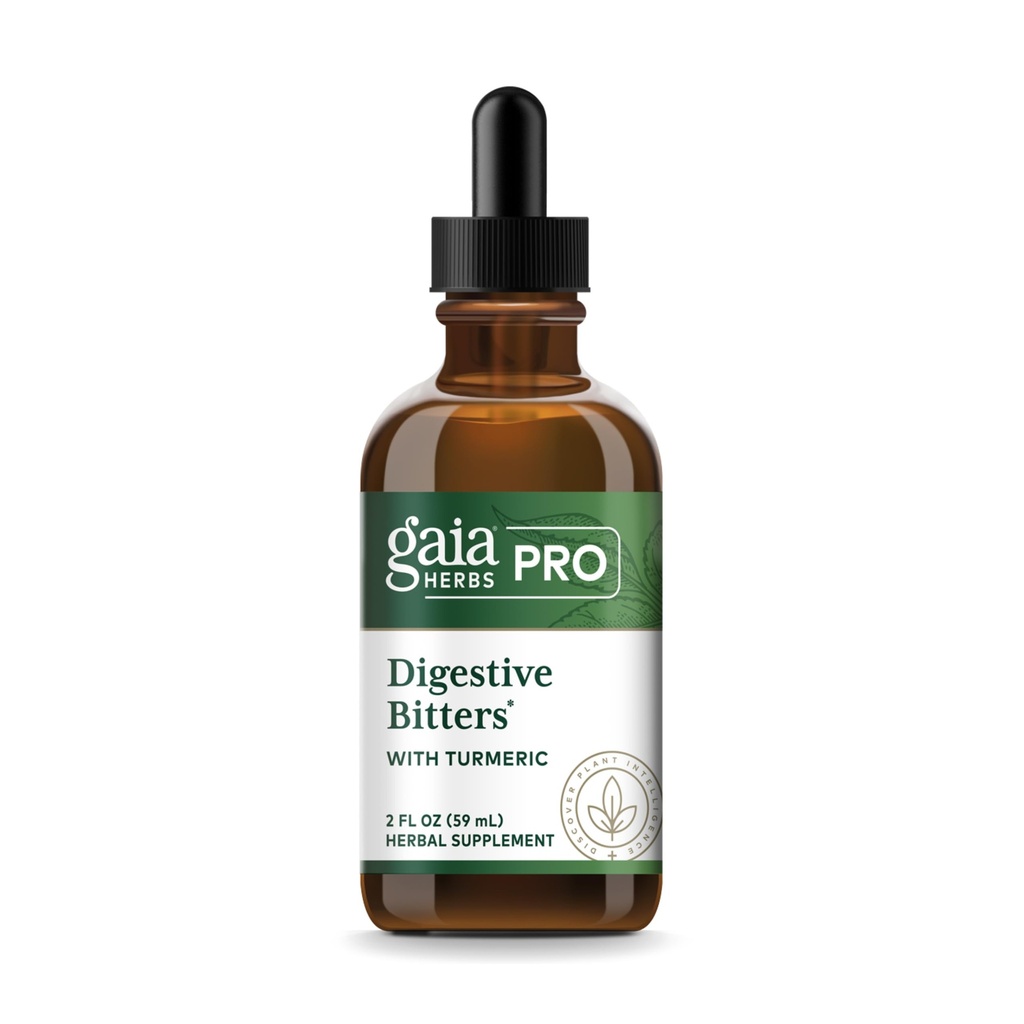 GAIA HERBS PRO Bitters Digestivos con Turmérica - con hierbas Usadas tradicionalmente para soportar la digestión saludable* - Fórmula Herbal - Grande para viajar - 2 Fl Oz (30 Servimientos)