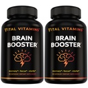 Suplementos cerebrales de vitaminas vitales para la memoria y el foco (2-Pack) – Booster cerebral nootrópico con Ginkgo Biloba, Rhodiola, B12 – Soporte sin cafeína para adultos mayores – Suministro de 60 días