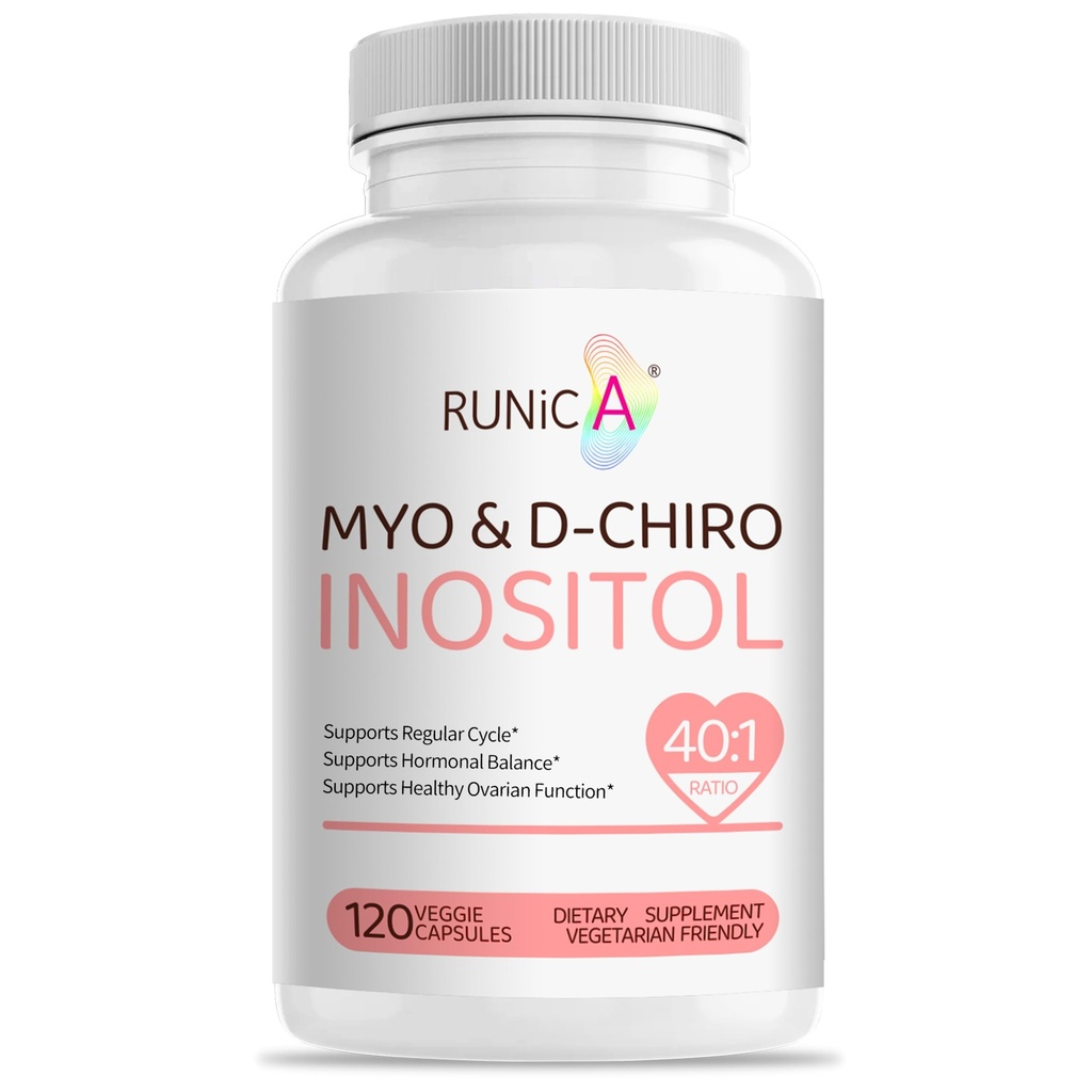 Myo-Inositol & D-Chiro Inositol Suplemento para Mujeres - Ideal 40:1 Ratio -Apoyo Saldo hormonal " Fertilidad " Salud Ovárica - Cofres de polvo vegano - 120 Cápsulas de suministro de 30 días