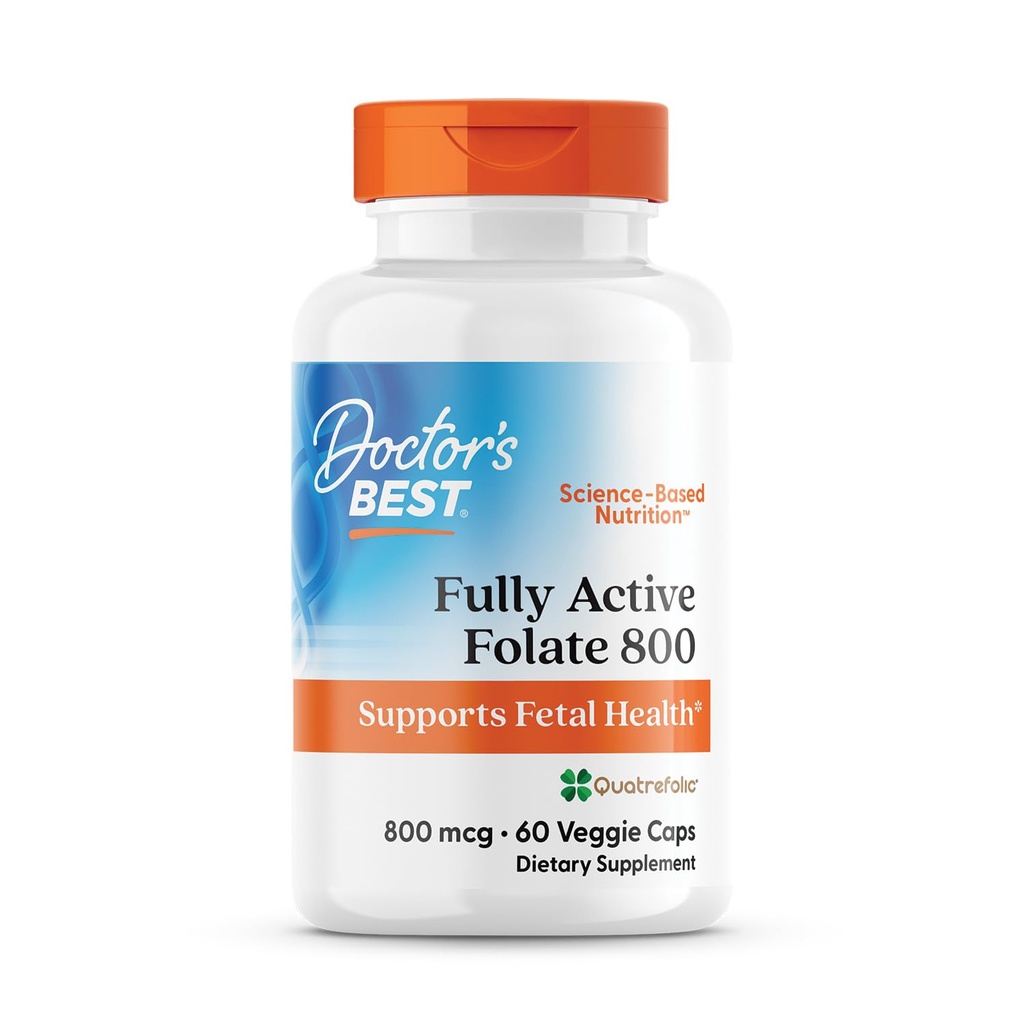 Doctores Mejor Folato Activo completo 800 con Quatrefolic, apoya la salud fetal, no GMO, Gluten Free, Vegan 60 Veggie Caps