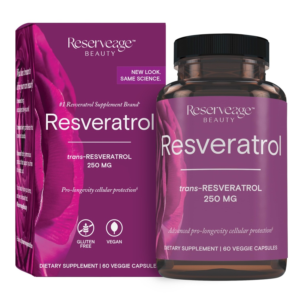 Restauración de belleza Resveratrol 250 mg - Mejor Trans-Resveratrol - Vegan suplemento antioxidante para la salud celular y del corazón - Ayudas Salud saludable envejecimiento &amp; Inmune - 60 cápsulas vegetales